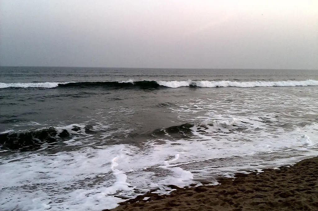 Waves rolling onto the beach at Gopalpur-on-Sea